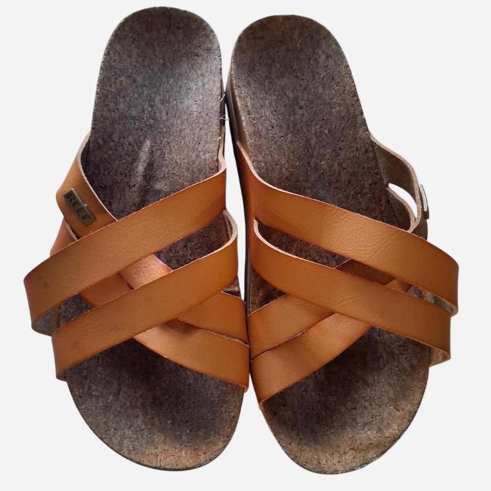 Womens Reef sandals in tan & brown Super comfy REEF slide sandals